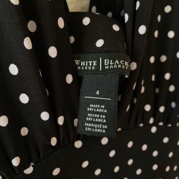 White House Black Market Polka Dot Mini Party Dress Size 4 Playful Sexy Plunge - Picture 4 of 6